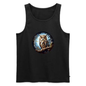 Große Eule - Männer Premium Bio Tank Top - Schwarz - Vorne - Michal (187cm)