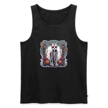 La Catrina / Tatouage / Mexique / Animal / Chat - Débardeur bio Premium Homme - noir - Devant - AI Model Male 178 light (178cm)