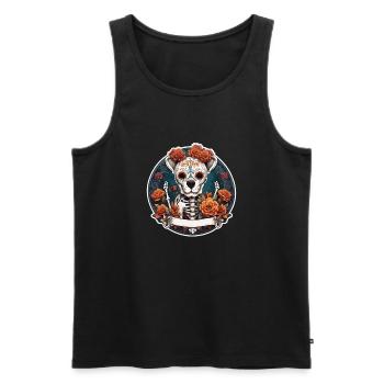 La Catrina / Tatouage / Mexique / Animal / Chien - Débardeur bio Premium Homme - noir - Devant - Michal (187cm)