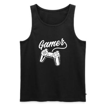 Gamer Video Games Vintage Gift for Gamer - Men's Premium Organic Tank Top - black - Front - AI Model Male 178 light (178cm)