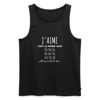 J’aime tout le monde sauf toi elle lui-humour - Débardeur bio Premium Homme - noir - Devant - Michal (187cm)