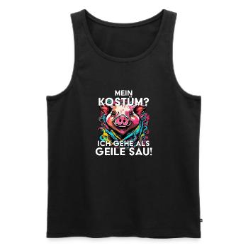 Mein Kostüm? Ich gehe als GEILE SAU! - Männer Premium Bio Tank Top - Schwarz - Vorne - Michal (187cm)
