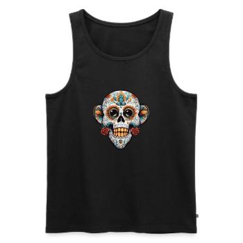 La Catrina/ Tattoo / Mexiko / Tier / Affe - Männer Premium Bio Tank Top - Schwarz - Vorne - Michal (187cm)
