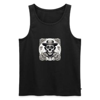 La Catrina/ Tattoo / Mexico / Animal / Monkey - Men's Premium Organic Tank Top - black - Front - AI Model Male 178 light (178cm)
