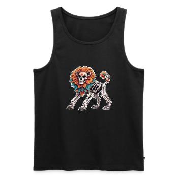 La Catrina/ Tattoo / Mexiko / Tier / Löwe - Männer Premium Bio Tank Top - Schwarz - Vorne - Michal (187cm)