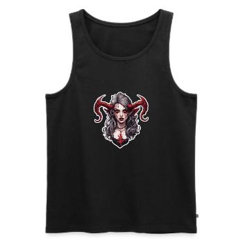 diabolical woman / blood / gothic / heavy metal - Men's Premium Organic Tank Top - black - Front - AI Model Male 178 light (178cm)