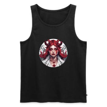 diabolical woman / blood / gothic / heavy metal - Men's Premium Organic Tank Top - black - Front - AI Model Male 178 light (178cm)