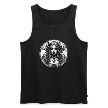 diabolical woman / blood / gothic / heavy metal - Men's Premium Organic Tank Top - black - Front - AI Model Male 178 light (178cm)