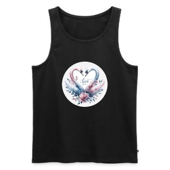 Cygne : L'amour tendre - Débardeur bio Premium Homme - noir - Devant - AI Model Male 178 light (178cm)