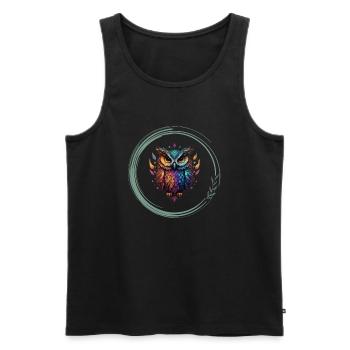 Eule, Krafttier, Weisheit, Intuition,Schamanisches - Männer Premium Bio Tank Top - Schwarz - Vorne - AI Model Male 178 light (178cm)