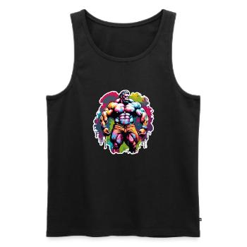 Bodybuilder / Sport / Fitness / Affe / Muskeln - Männer Premium Bio Tank Top - Schwarz - Vorne - AI Model Male 178 light (178cm)