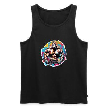 Bodybuilder / Sports / Fitness / Monkey / Muscles - Men's Premium Organic Tank Top - black - Front - Michal (187cm)