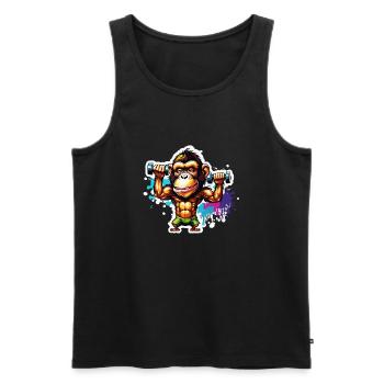 Bodybuilder / Sport / Fitness / Affe / Muskeln - Männer Premium Bio Tank Top - Schwarz - Vorne - AI Model Male 178 light (178cm)