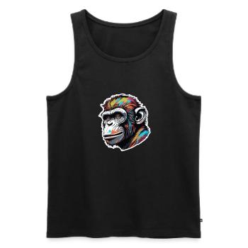Affe / Tier / Zoo / Schimpanse / Wild / Comic - Männer Premium Bio Tank Top - Schwarz - Vorne - Michal (187cm)