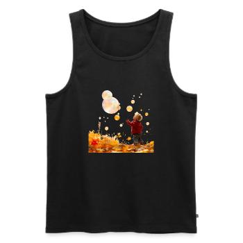 Fascination des bulles de savon - Débardeur bio Premium Homme - noir - Devant - AI Model Male 178 light (178cm)