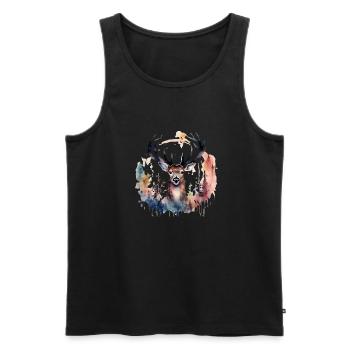 Deer, Power Animal, Self-Respect, Independence - Men's Premium Organic Tank Top - black - Front - AI Model Male 178 light (178cm)