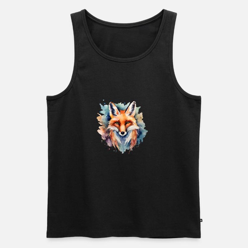 Fuchs Krafttier Weisheit - Männer Premium Bio Tank Top - Schwarz