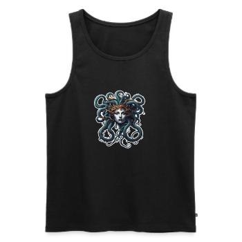 Méduse / Mythologie grecque / Tête de serpent - Débardeur bio Premium Homme - noir - Devant - Michal (187cm)