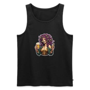 Medusa / griechische Mythologie / Schlangenkopf - Männer Premium Bio Tank Top - Schwarz - Vorne - AI Model Male 178 light (178cm)