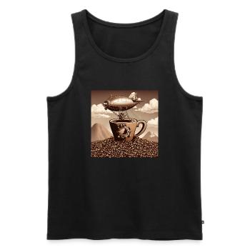 Coffee Mountain Flying - Men's Premium Organic Tank Top - black - Front - AI Model Male 178 light (178cm)
