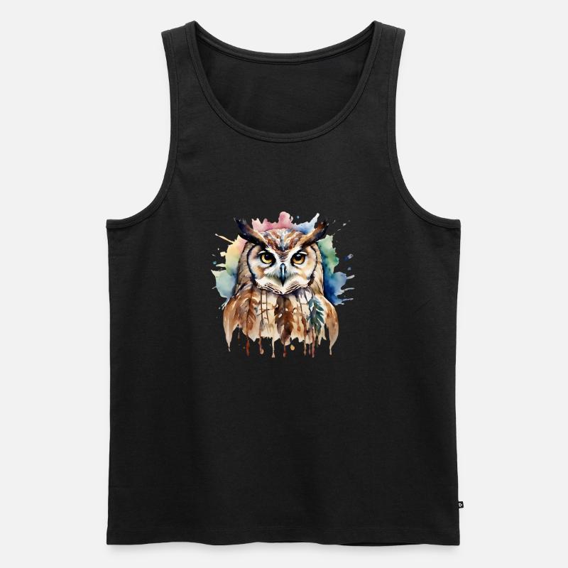 Schamanisches Krafttier Eule, Intuition,Weisheit - Männer Premium Bio Tank Top - Schwarz
