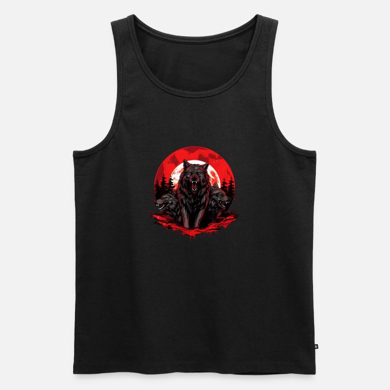 Wut der Wölfe - Männer Premium Bio Tank Top - Schwarz