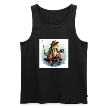 Old Frog Fisherman - Männer Premium Bio Tank Top - Schwarz - Vorne - AI Model Male 178 light (178cm)