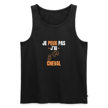 Je peux pas j'ai cheval - Débardeur bio Premium Homme - noir - Devant - Michal (187cm)