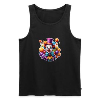 Clown d’horreur / Cirque / Drôle / Spectacle / Halloween - Débardeur bio Premium Homme - noir - Devant - Michal (187cm)