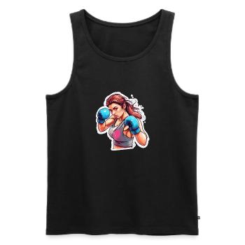 Boxer / Sport / Kampf / Arena / Boxring / Fäuste - Männer Premium Bio Tank Top - Schwarz - Vorne - AI Model Male 178 light (178cm)