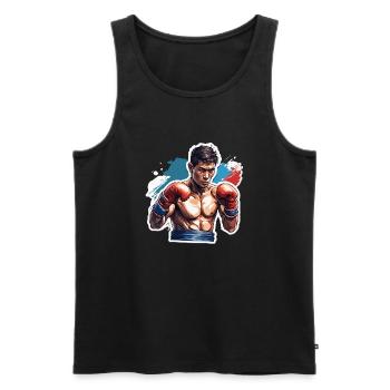 Boxeur / Sports / Combat / Arène / Ring de boxe / Poings - Débardeur bio Premium Homme - noir - Devant - AI Model Male 178 light (178cm)
