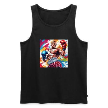 Boxer / Sport / Kampf / Arena / Boxring / Fäuste - Männer Premium Bio Tank Top - Schwarz - Vorne - AI Model Male 178 light (178cm)