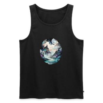 Terre perdue de rêves d’un autre monde - Débardeur bio Premium Homme - noir - Devant - Michal (187cm)