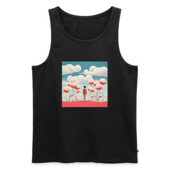Celestial Whimsy: A Kuma-Inspired Journey in Silve - Männer Premium Bio Tank Top - Schwarz - Vorne - AI Model Male 178 light (178cm)