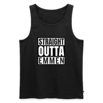 Straight Outta Emmen - Männer Premium Bio Tank Top - Schwarz - Vorne - AI Model Male 178 light (178cm)