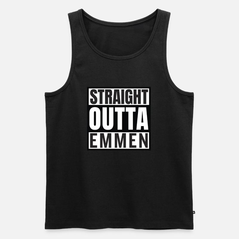 Straight Outta Emmen - Männer Premium Bio Tank Top - Schwarz