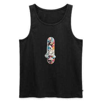 Snowboard with mountains and some geometric - Men's Premium Organic Tank Top - black - Front - Michal (187cm)