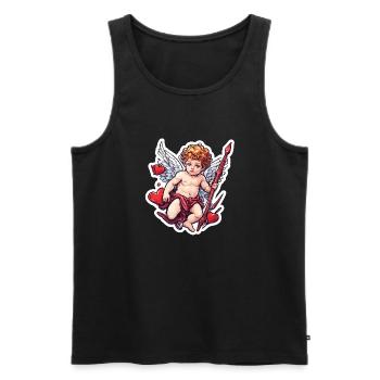 Cupid / Love / Arrow / Heart / Valentine's Day - Men's Premium Organic Tank Top - black - Front - AI Model Male 178 light (178cm)