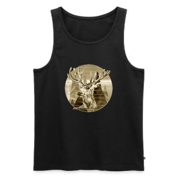 Hirsch - Männer Premium Bio Tank Top - Schwarz - Vorne - Michal (187cm)