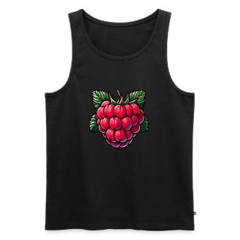 Himbeere - Männer Premium Bio Tank Top - Schwarz - Vorne - AI Model Male 178 light (178cm)