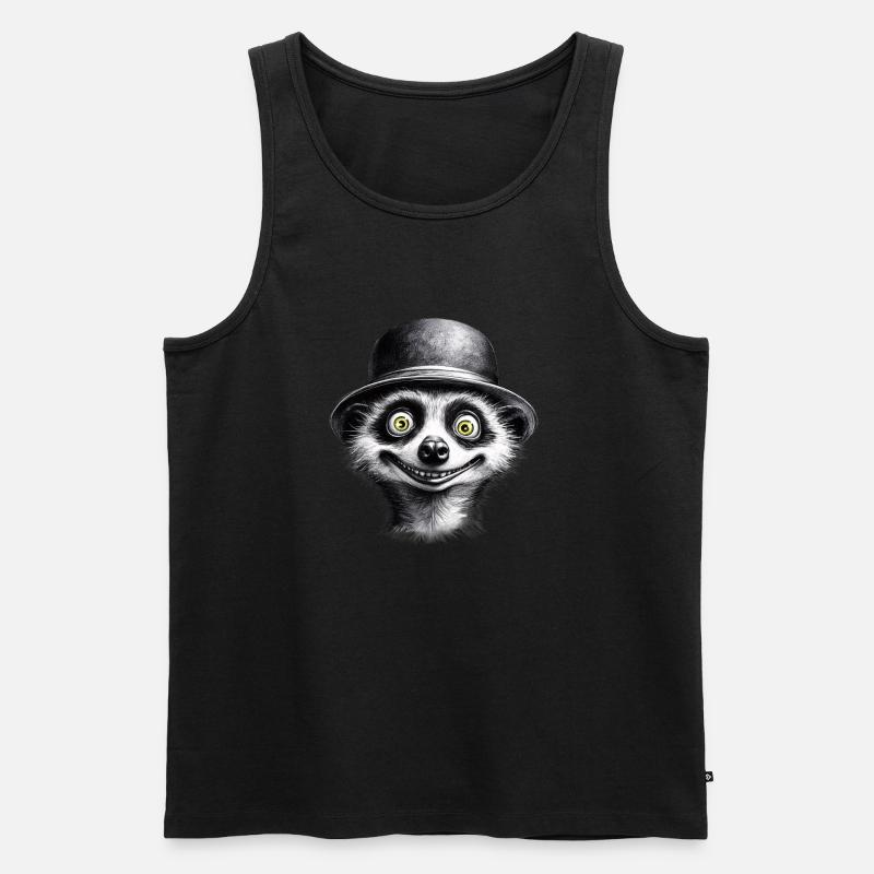 Erdmännchen mit Hut - Männer Premium Bio Tank Top - Schwarz