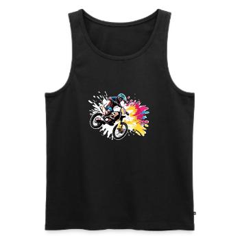 Biker / Motorrad Fahrer / Biker / Zweirad / Cross - Männer Premium Bio Tank Top - Schwarz - Vorne - AI Model Male 178 light (178cm)