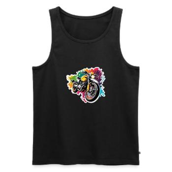 Biker / Motorrad Fahrer / Biker / Zweirad / Cross - Männer Premium Bio Tank Top - Schwarz - Vorne - AI Model Male 178 light (178cm)