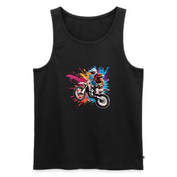 Biker / Motorrad Fahrer / Biker / Zweirad / Cross - Männer Premium Bio Tank Top - Schwarz - Vorne - Michal (187cm)