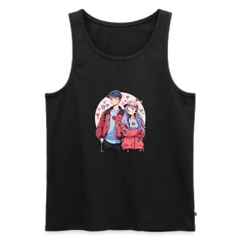 Lovebirds - Men's Premium Organic Tank Top - black - Front - AI Model Male 178 light (178cm)