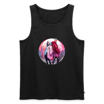 Couple Cyberpunk Urbain - Débardeur bio Premium Homme - noir - Devant - AI Model Male 178 light (178cm)