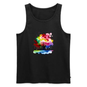 Tree - color splash - Men's Premium Organic Tank Top - black - Front - Michal (187cm)