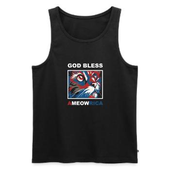 Drôle patriotique drapeau américain Dieu bénisse Ameowrica - Débardeur bio Premium Homme - noir - Devant - AI Model Male 178 light (178cm)