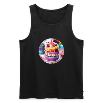 Geburtstagstorte / Kuchen / Happy Birthday / Torte - Männer Premium Bio Tank Top - Schwarz - Vorne - AI Model Male 178 light (178cm)