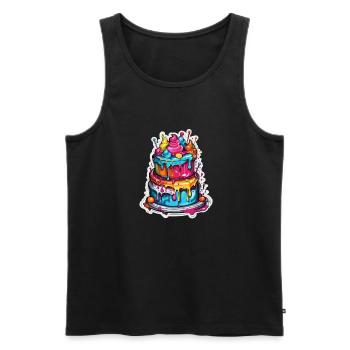 Geburtstagstorte / Kuchen / Happy Birthday / Torte - Männer Premium Bio Tank Top - Schwarz - Vorne - AI Model Male 178 light (178cm)